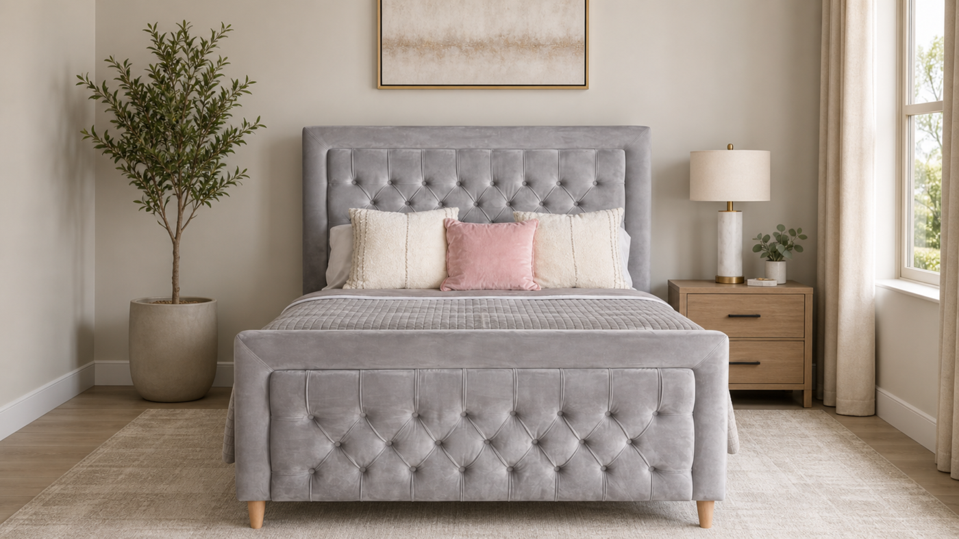 Cambourne 5'0 King Storage Velvet Silver Quick Ship