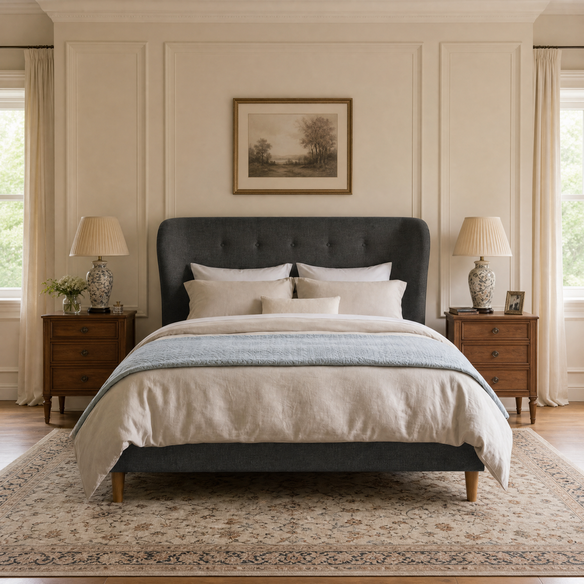 Oscar 5’0 Bed Frame King Size Aston Grey Wenge Legs Quick Ship