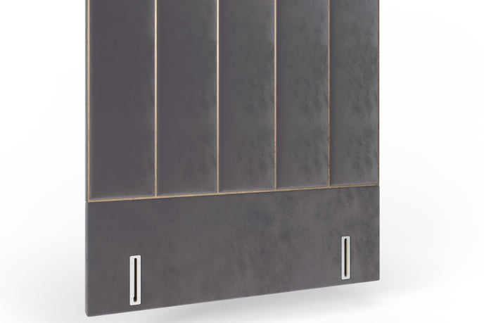 Luxury Panelled Kipling Headboard with Sleek Metal Accent