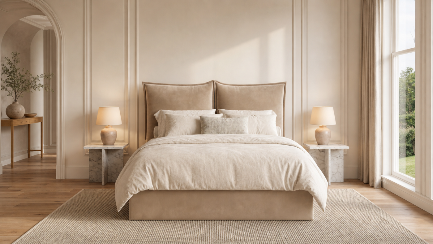 Oxy 5'0 King Storage Velvet Beige Quick Ship