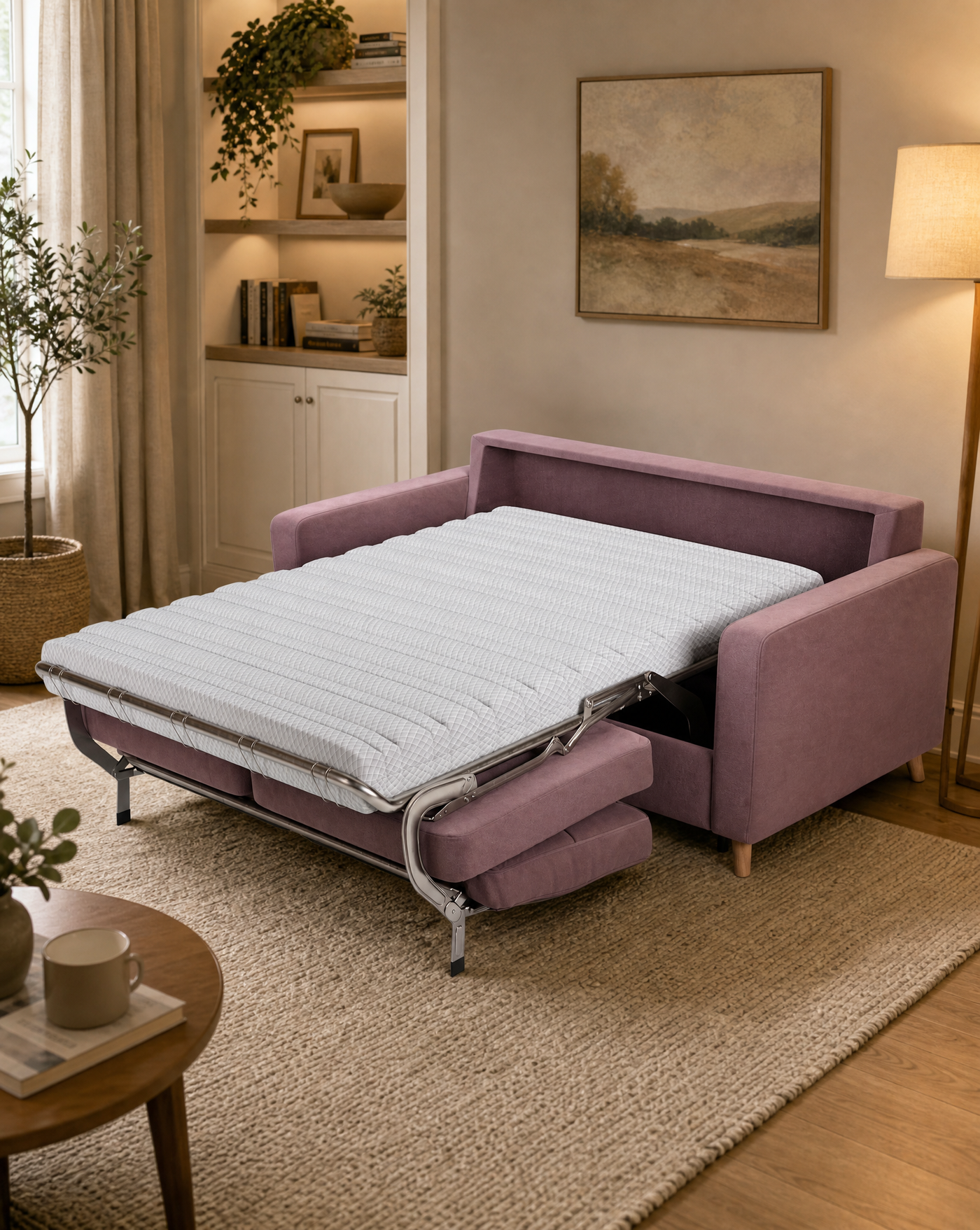 Riana Sedac Roll Out Action Sofa Bed shown open as a bed