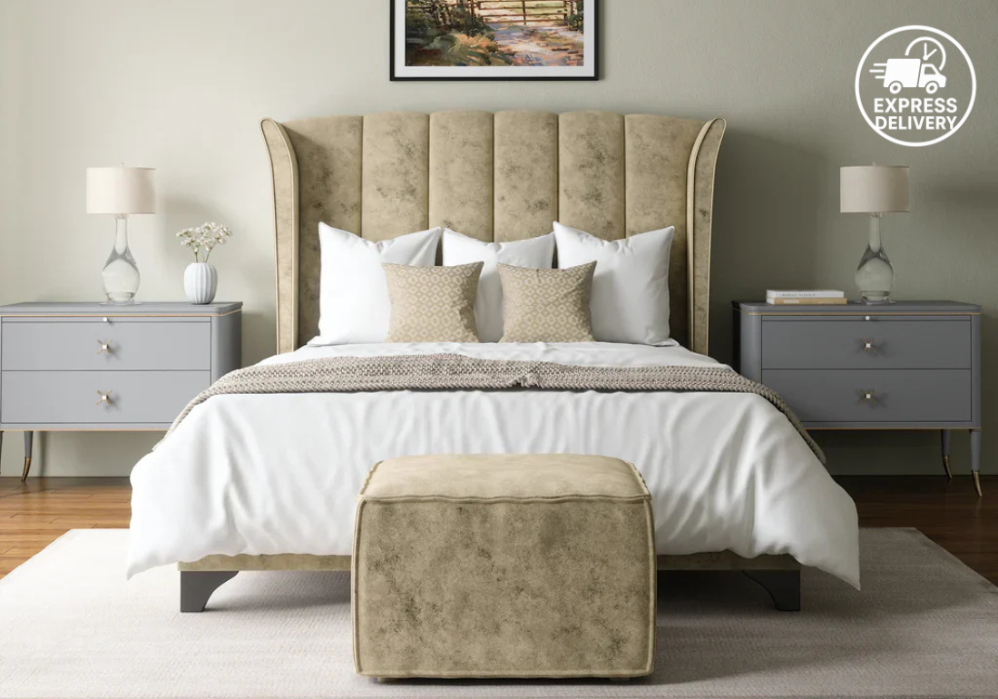 Aria Storage Bed 5'0 King Marble Sand Quick Ship