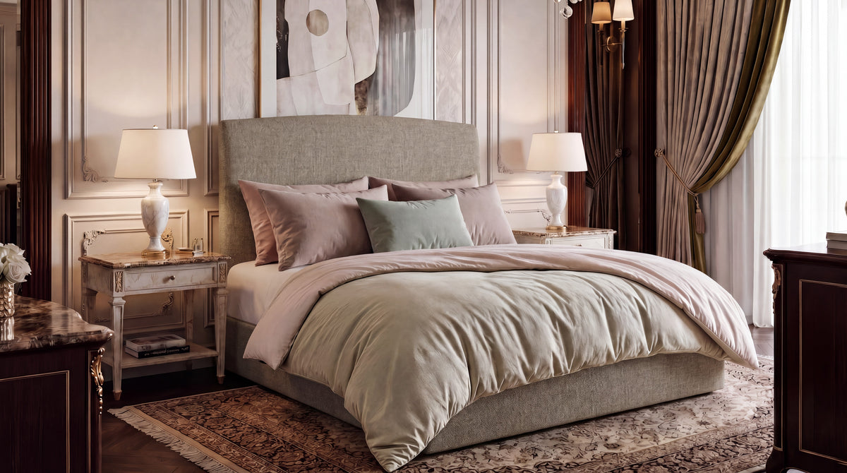 Dreamer manual ottoman bed in Wool Camel, Super King, alternate view, The Sleep Co