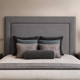 Piper 5'0 King Bed frame Light Grey Contrast Piping Quick Ship
