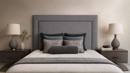 Piper 5'0 King Bed frame Light Grey Contrast Piping Quick Ship