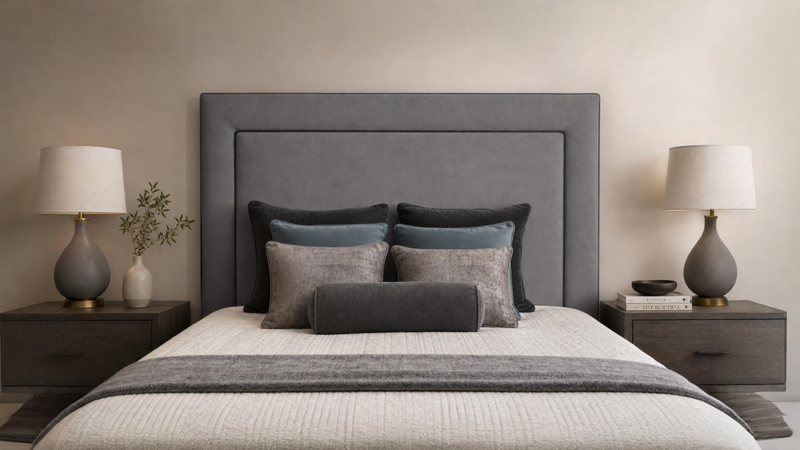Piper 5'0 King Bed frame Light Grey Contrast Piping Quick Ship