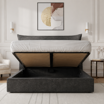 Berkley Pillow Back 6'0 Super King Storage Infinity Grey Quick Ship