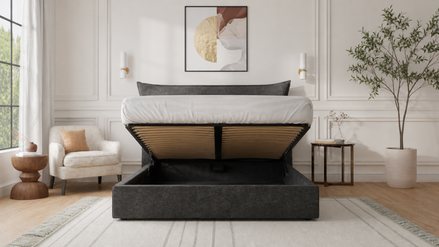 Berkley Pillow Back 6'0 Super King Storage Infinity Grey Quick Ship