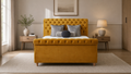 Chesterfield 4'6 Double Bed frame Tiffany Mustard Quick Ship