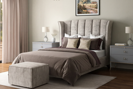 Aria Storage Bed 6'0 Super King Marble Silver Quick Ship
