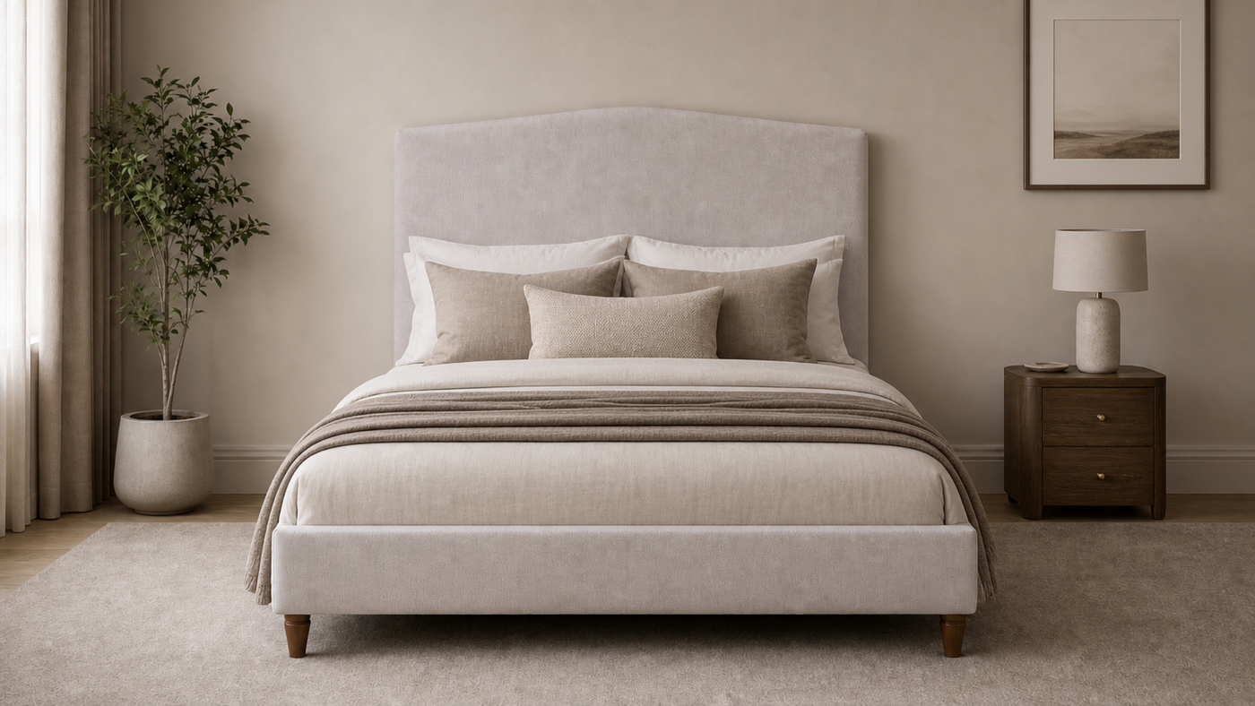 Snoozer 5'0 King Bed frame Oak Legs Siena Dusk Quick Ship