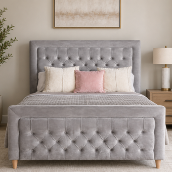 Cambourne 5'0 King Storage Velvet Silver Quick Ship