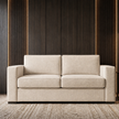 Emma 2 seater 140cm sofa bed upholstered in cream weave