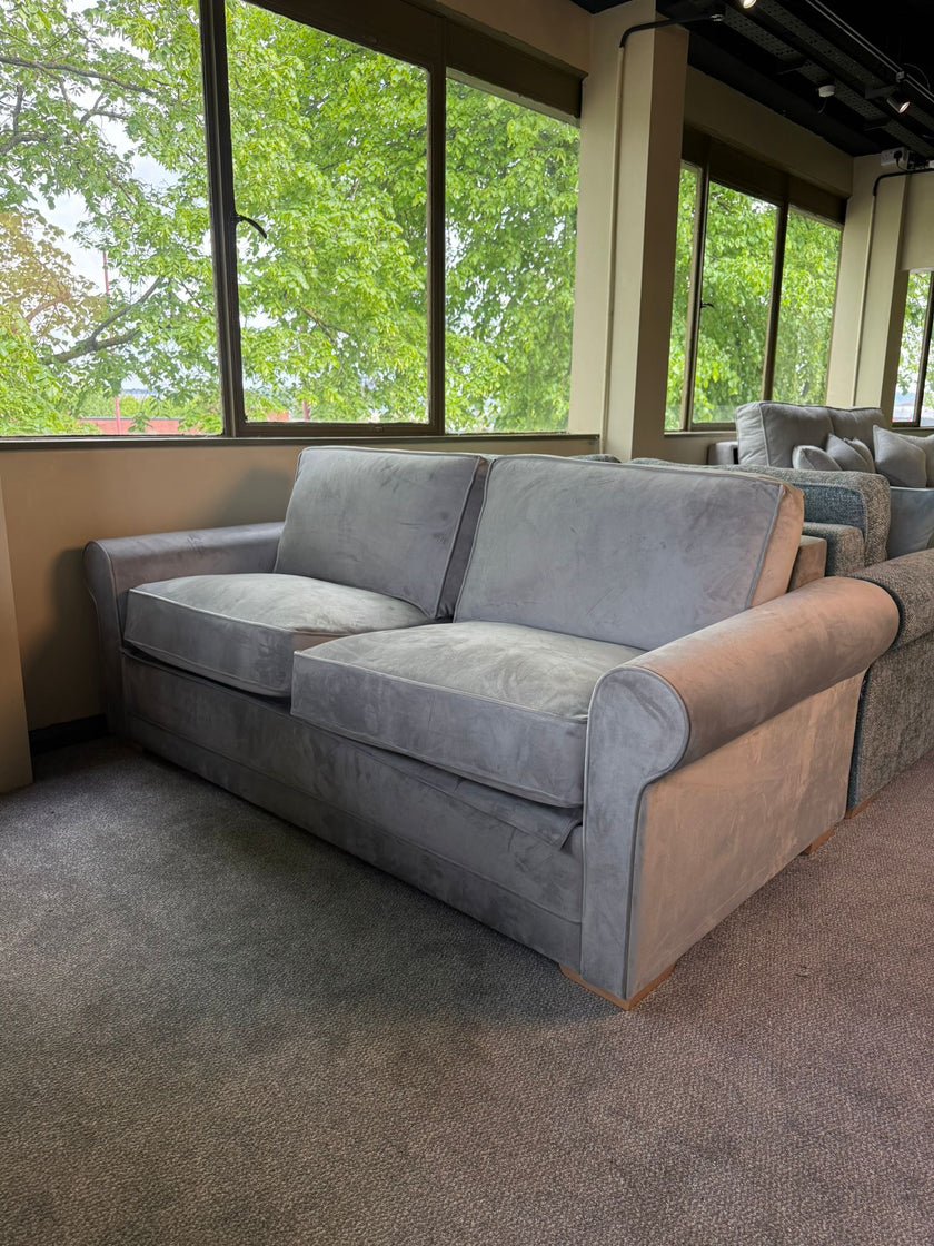 Clearance Emma Large 2 Seater Velvet Silver Sedac Epona Roll Out Action Sofa Bed