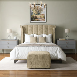 Aria Storage Bed 4'6 Double Marble Sand Quick Ship