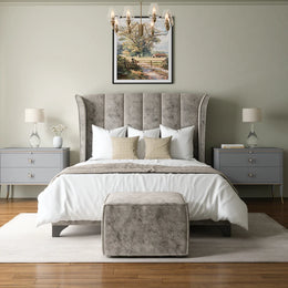 Aria Storage Bed 6'0 Super King Marble Silver Quick Ship