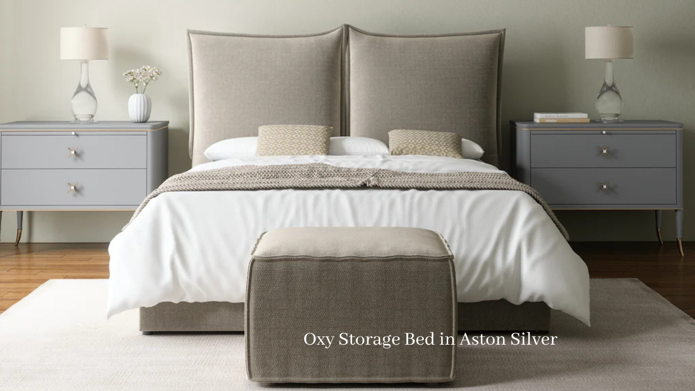 Oxy 4'6 Double Storage Bed Aston Silver Quick Ship