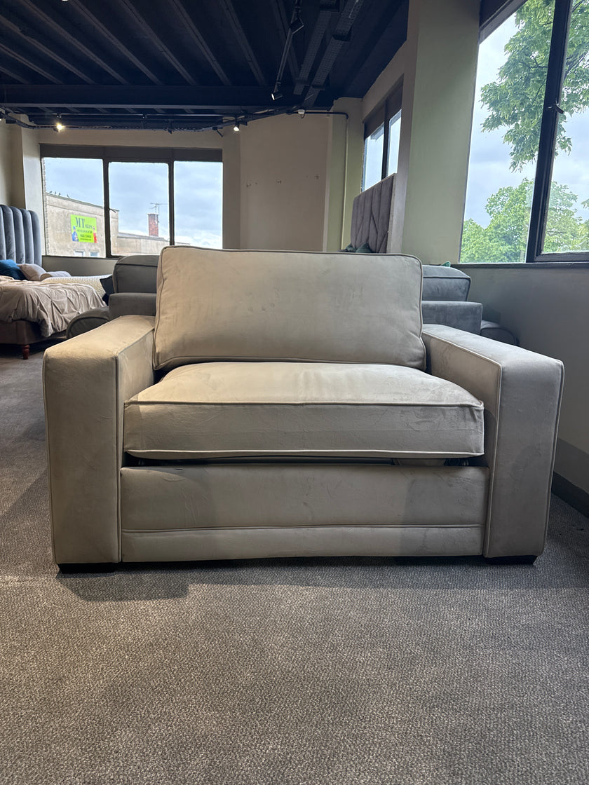 Clearance Emma Love Seat Velvet Cream Sedac Epona Roll Out Action Sofa Bed