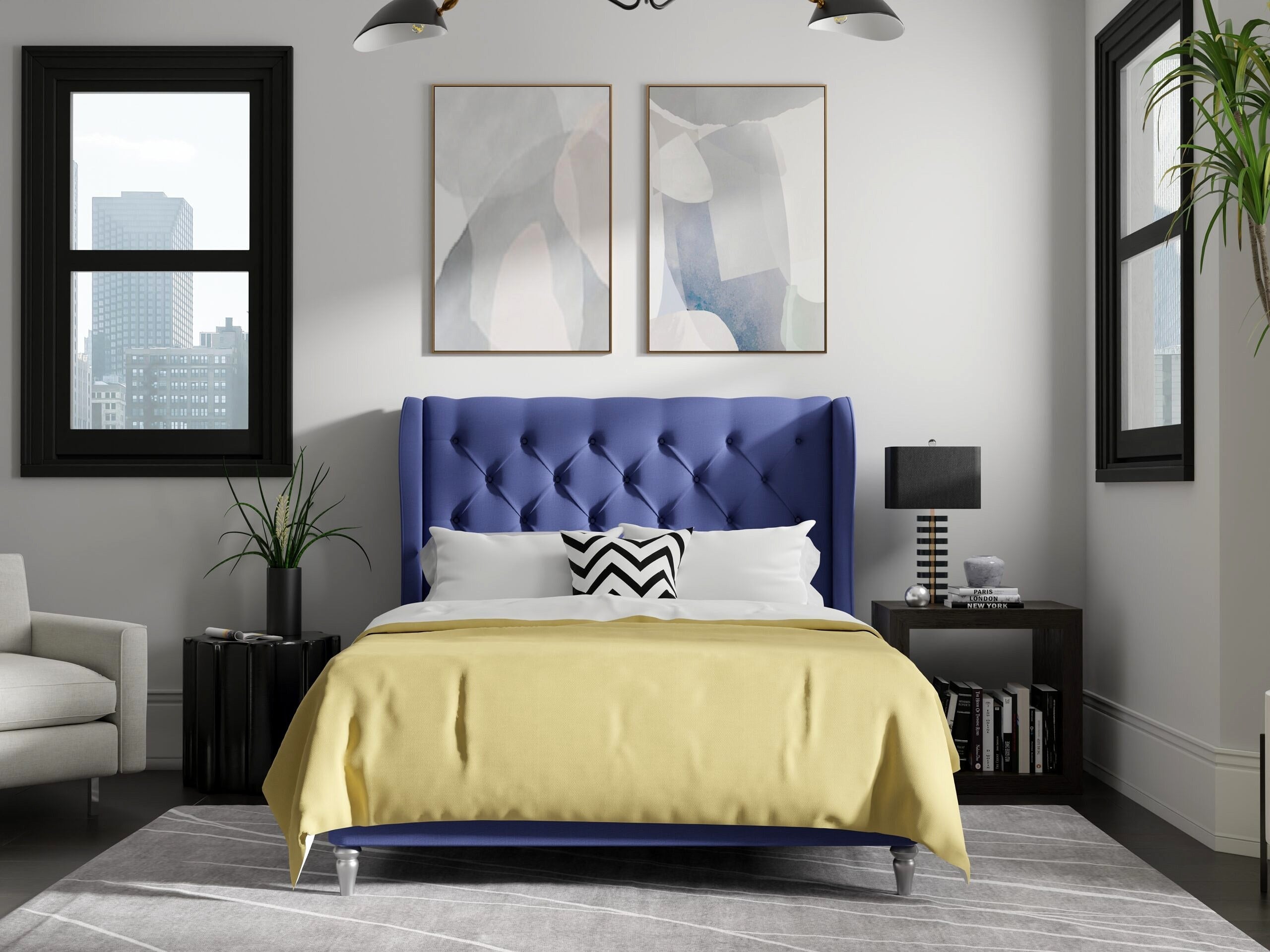 Bedlington Bed with Deep Button Design