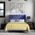 The Bedlington Bed with wings and button-tufted upholstery, also available as a headboard-only option