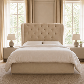 Bedlington 5'0 King Storage Velvet Cream Quick Ship