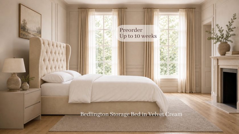 Stocked Bedlington 5’0 King Size Storage Velvet Cream
