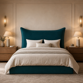 Berkley Pillow Back 5'0 King Storage Velvet Teal Quick Ship