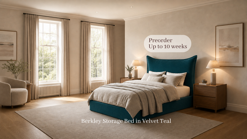 Stocked Berkley 5’0 King Size Pillow Back Manual Storage Bed in Velvet Teal