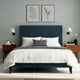 The Button Box Upholstered Bed with a luxurious button-tufted headboard and high-quality fabric upholstery