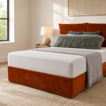 Clearance Double Cushion 4’6 Double Electric Ottoman Siena Burnt Orange