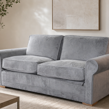 Clearance Emma Large 2 Seater Velvet Silver Sedac Epona Roll Out Action Sofa Bed