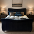 Clearance Snuggler Thiago 5’0 King Ottoman Velvet Black