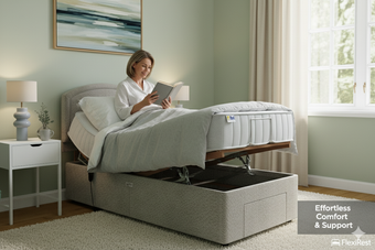Essential Adjustable Set with Headboard and 1000 Pocket Mattress in Grey