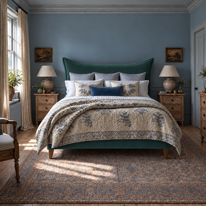 Berkley Pillow Back 5'0 King Bed Frame Velvet Azure Quick Ship