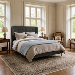 Oscar 5’0 Bed Frame King Size Aston Grey Wenge Legs Quick Ship