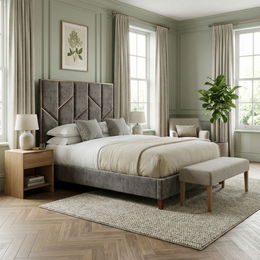 Chelsea 5'0 King Bed frame Infinity Grey Quick Ship