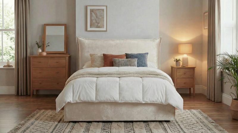 Berkley Pillow Back King 5’0 Manual Storage Bed in Infinity Pearl Quick Ship