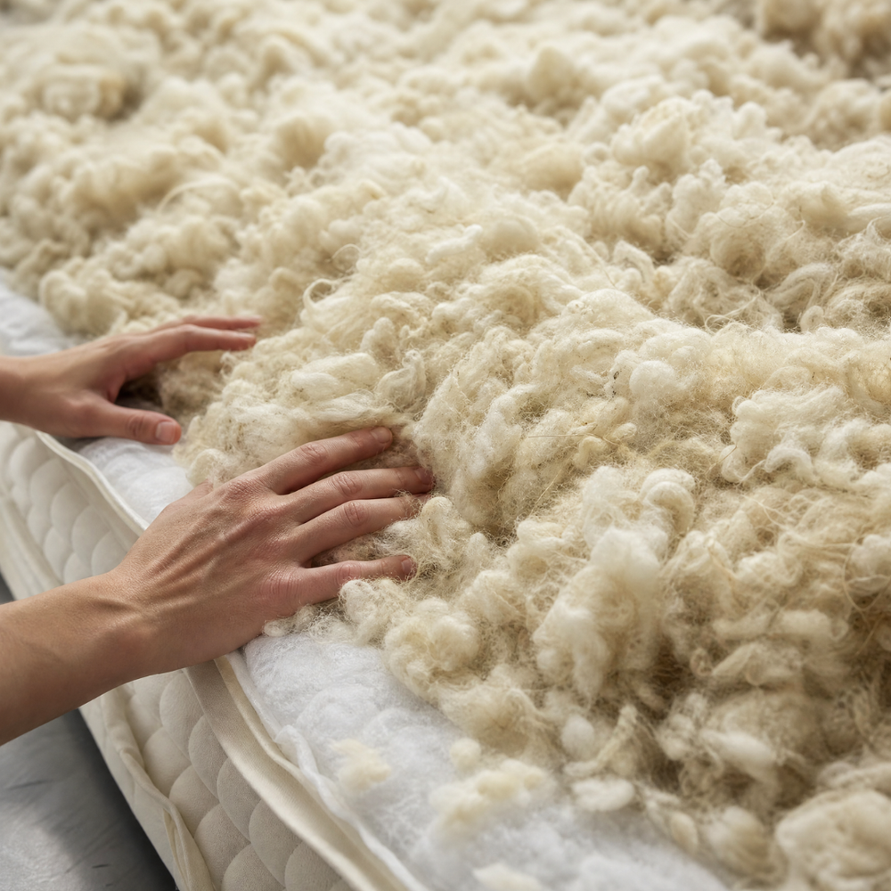 Hand filled with British wool,