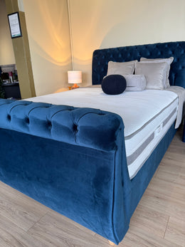 Chesterfield 5'0 King Bed frame Velvet Blue Quick Ship