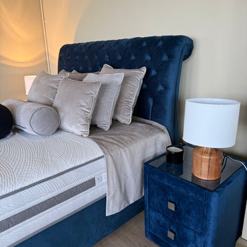 Clearance Chesterfield 5'0 King Size  Bedframe Velvet Blue Shop