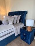 Clearance Chesterfield 5'0 King Size  Bedframe Velvet Blue Shop