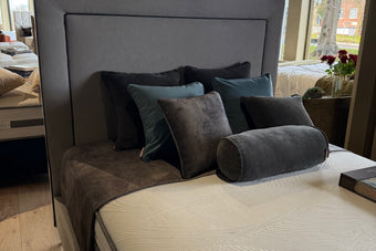 Piper 5’0 Bedframe Light Grey with Contrast Piping