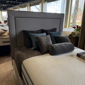 Piper 5’0 Bedframe Light Grey with Contrast Piping