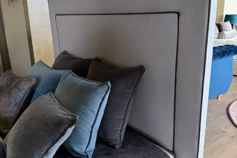 Piper 5’0 Bedframe Light Grey with Contrast Piping