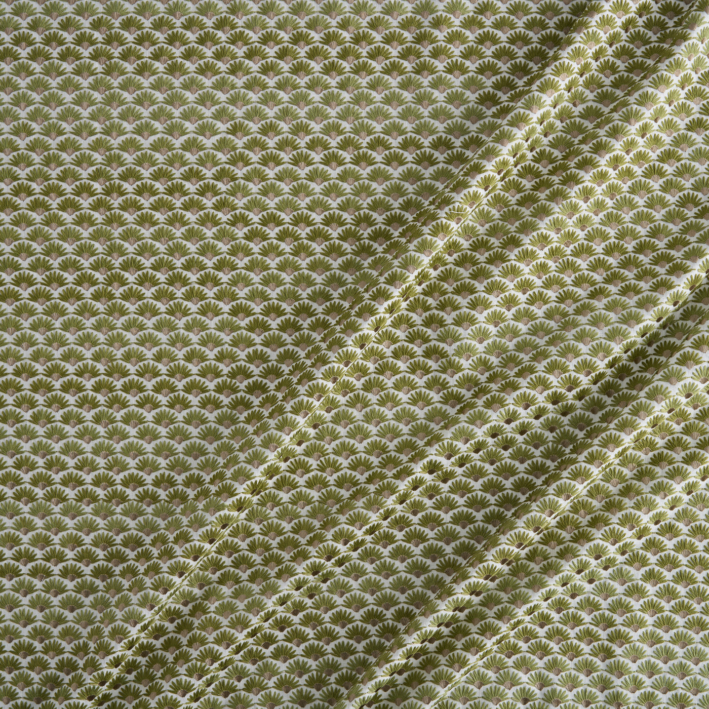 Joanie Gooseberry, embroidered fabric by Kai