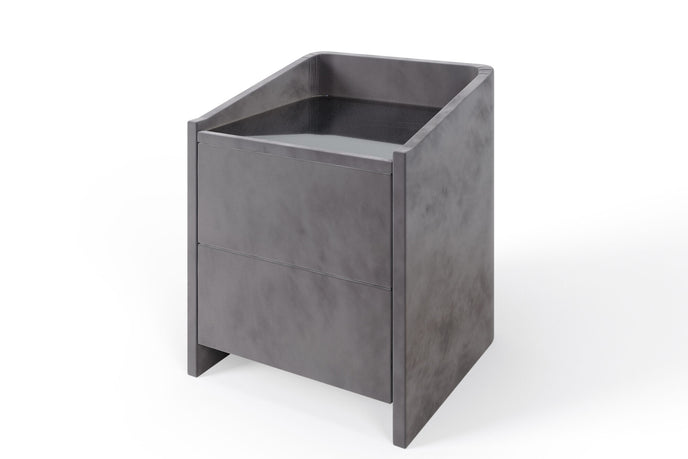 Luxurious upholstered bedside table with elegant design and storage