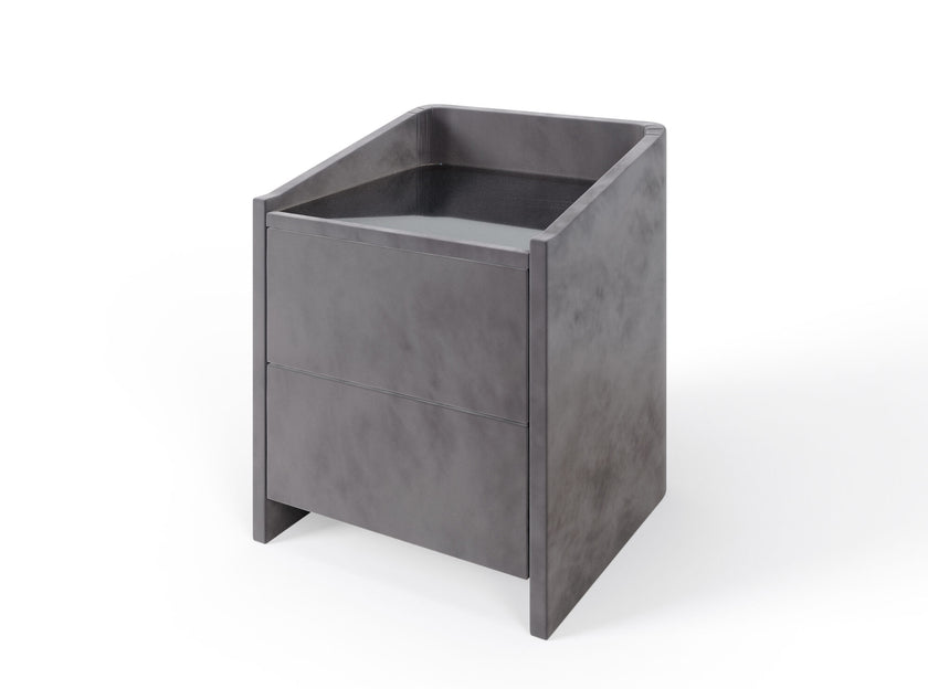 Luxurious upholstered bedside table with elegant design and storage