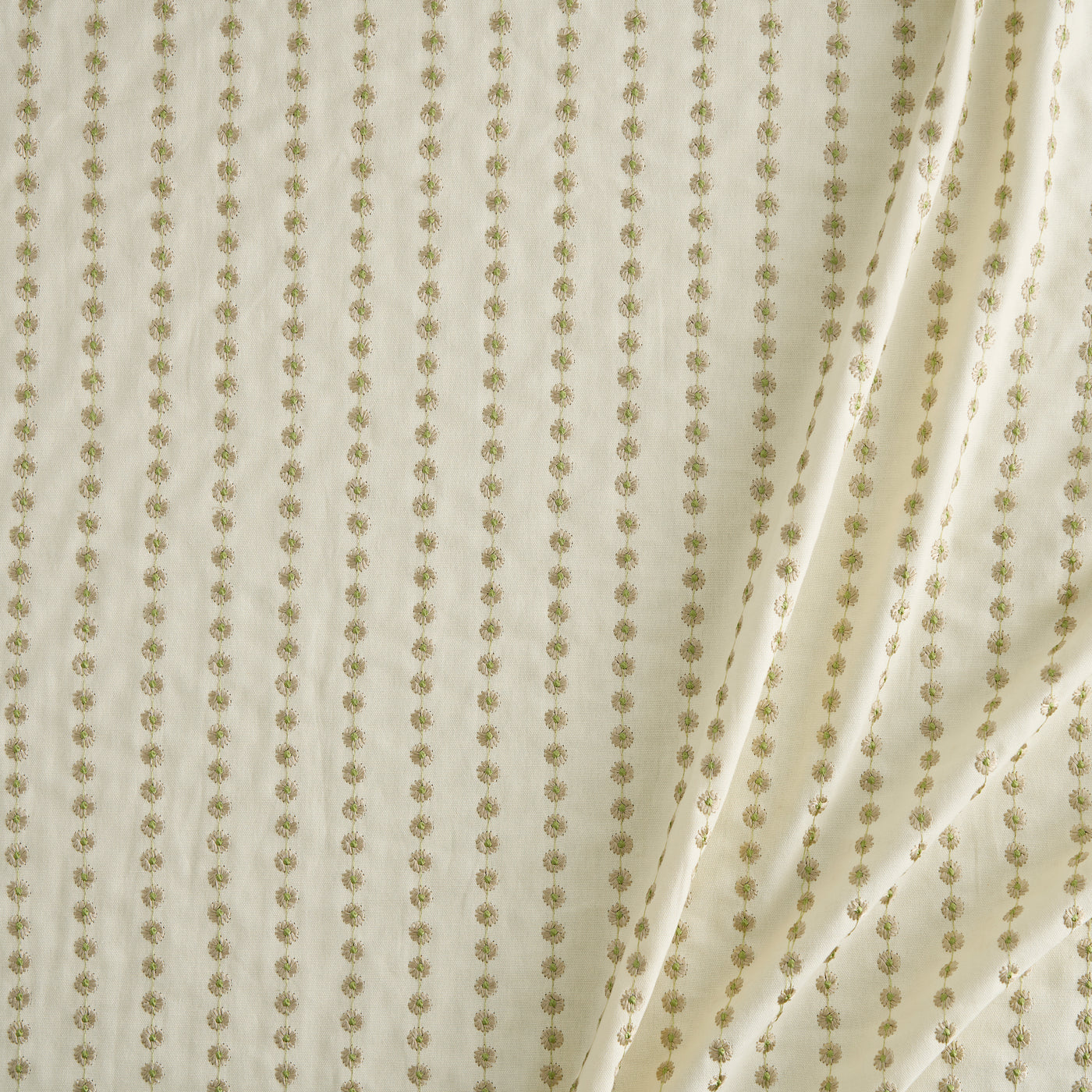 Marcie Gooseberry, embroidered fabric by Kai