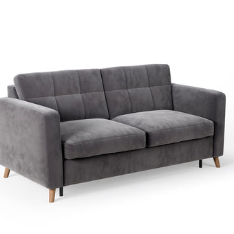 The Riana Sofa Bed featuring a high-leg design and luxurious upholstery with easy sofa-to-bed conversion