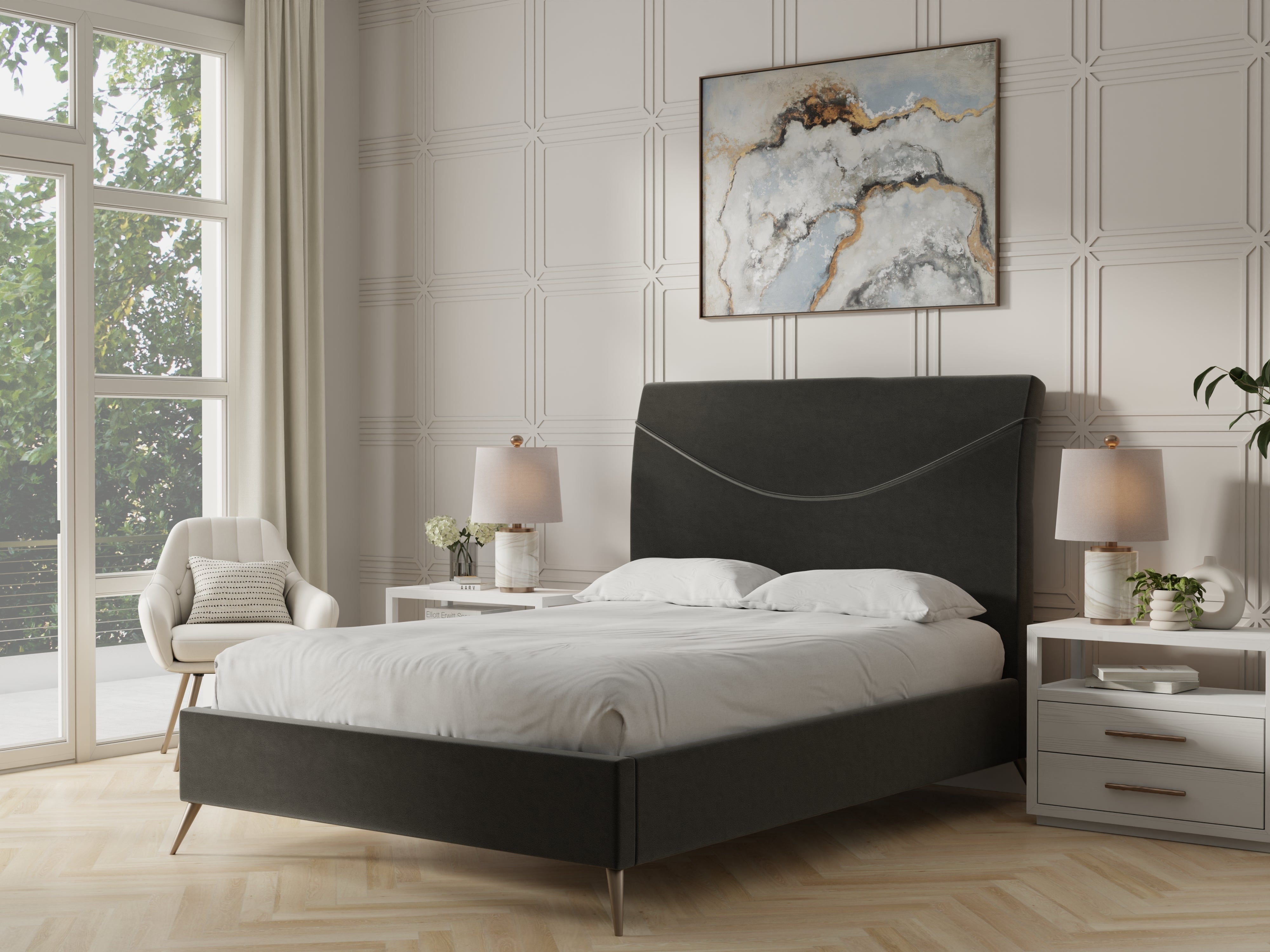 Essex Bed with Sewing Pattern Headboard